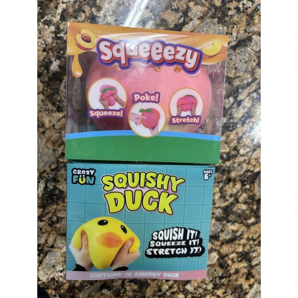 RMS Crazy Fun JUMBO Squishy Duck & Squeezy Sunny Days Peach Fidget Squeeze